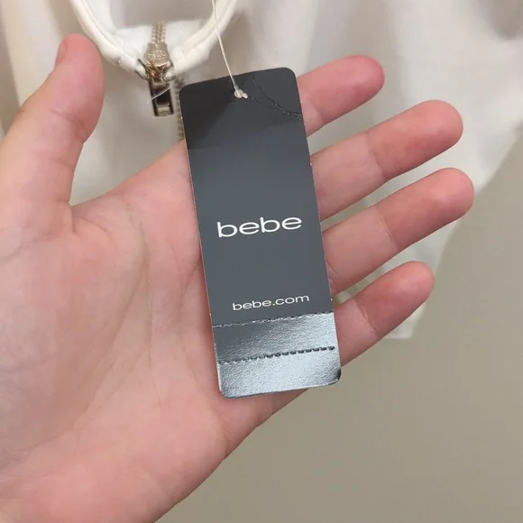 NWT Bebe White Cropped Halter Top - Picture 4 of 13